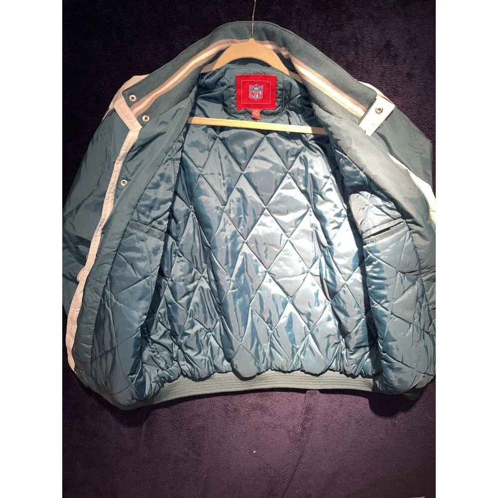 Vintage Philadelphia Eagles Hoodie Chalk Line Midnight Green Jacket Size L
